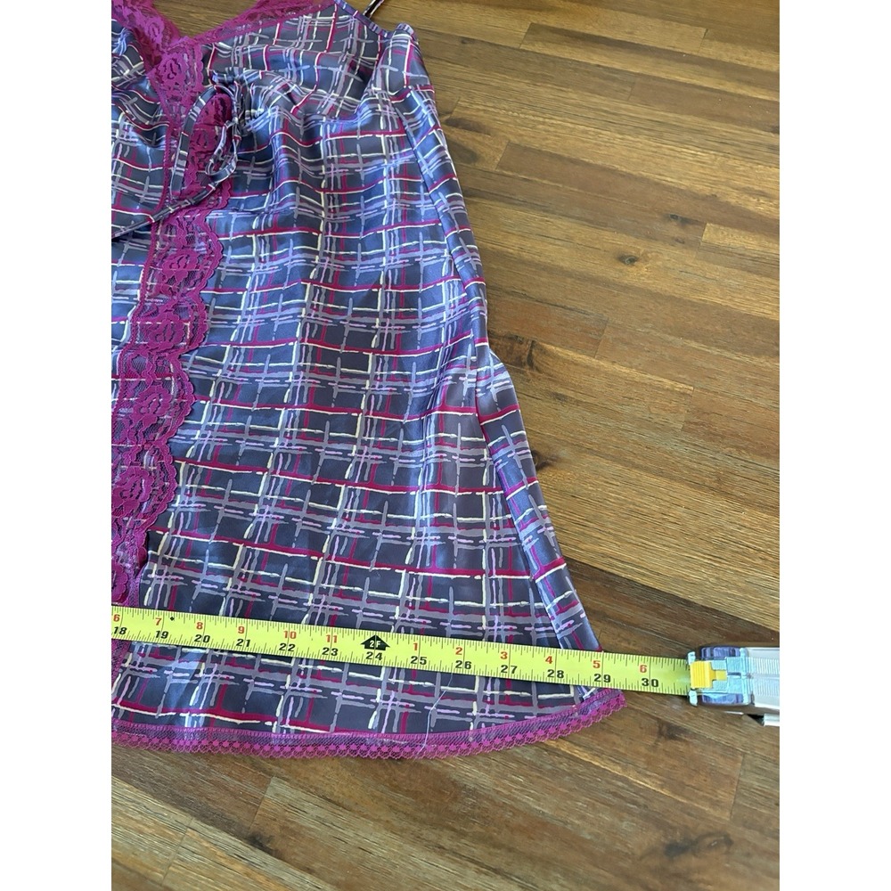Victorias Secret  Angels Chemise Babydoll Nightgown Womens Size Large Plaid Lace - Picture 10 of 16